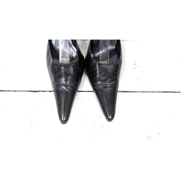 Aldo black leather pointy high heel stiletto ankle strap pumps - Picture 2 of 7